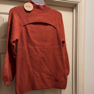 BiBi Women's Cowl Neck Sweater in Rust